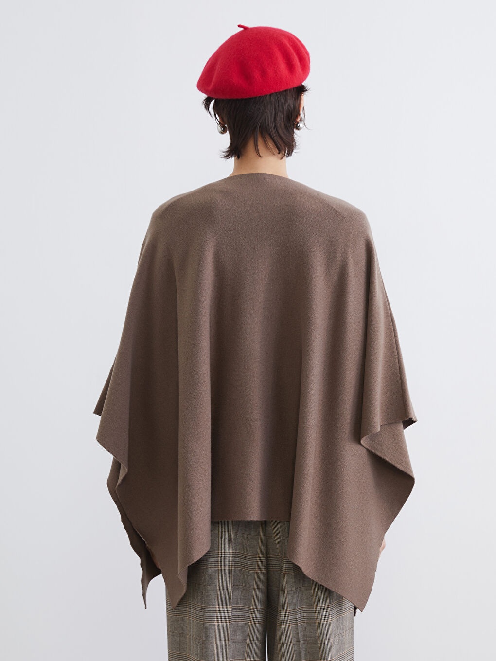 Crew Neck Oversize Women's Knit Poncho-6