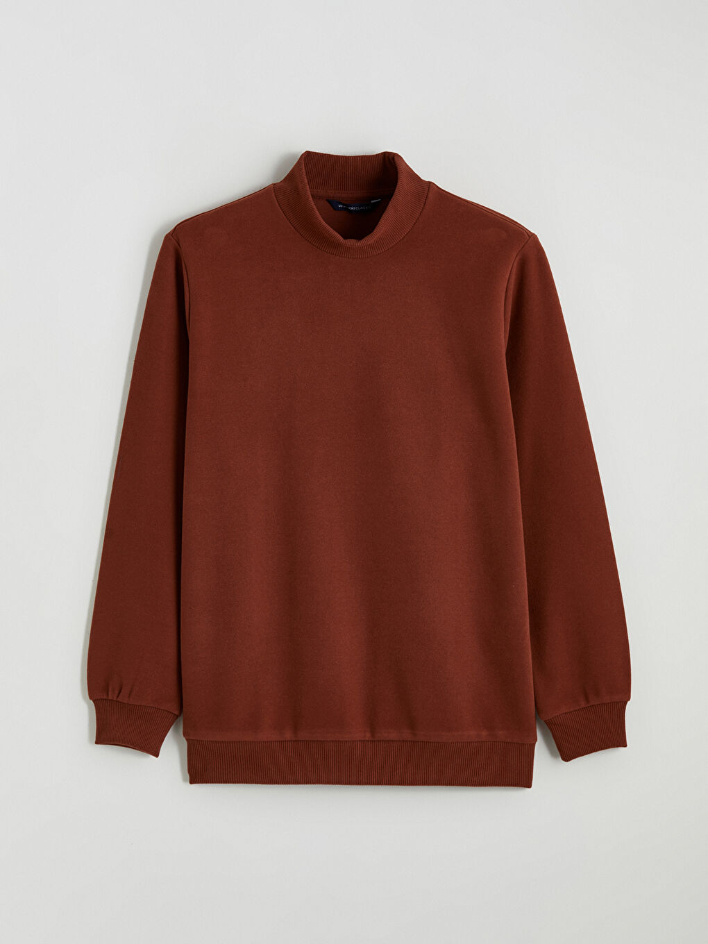 Kahverengi Dik Yaka Erkek Sweatshirt-5