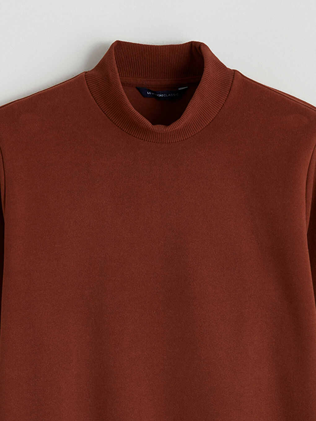 Kahverengi Dik Yaka Erkek Sweatshirt-6