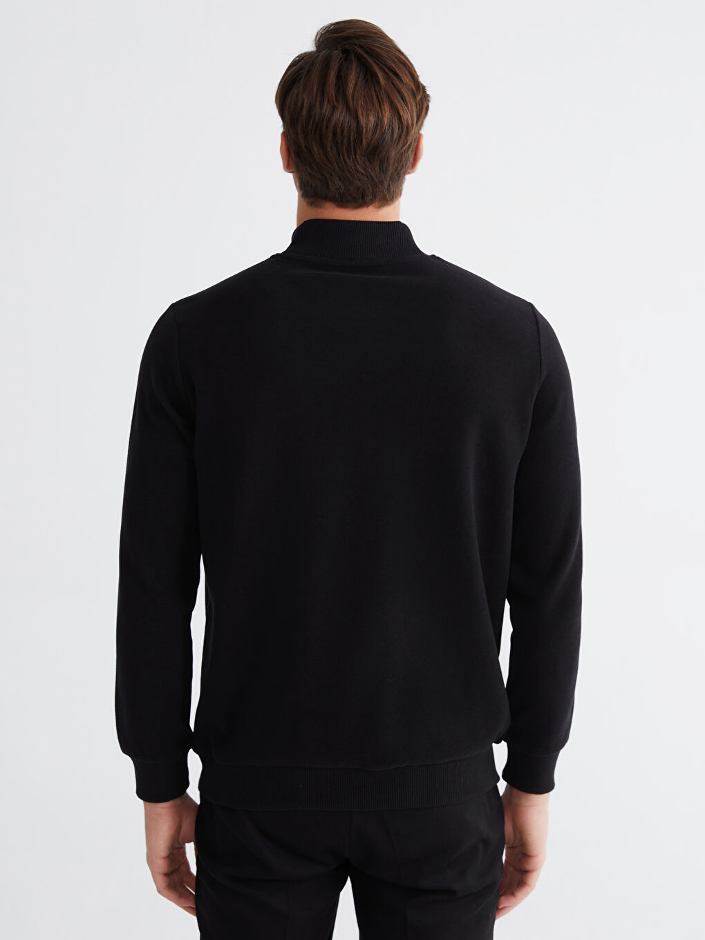 Siyah Dik Yaka Erkek Sweatshirt-3