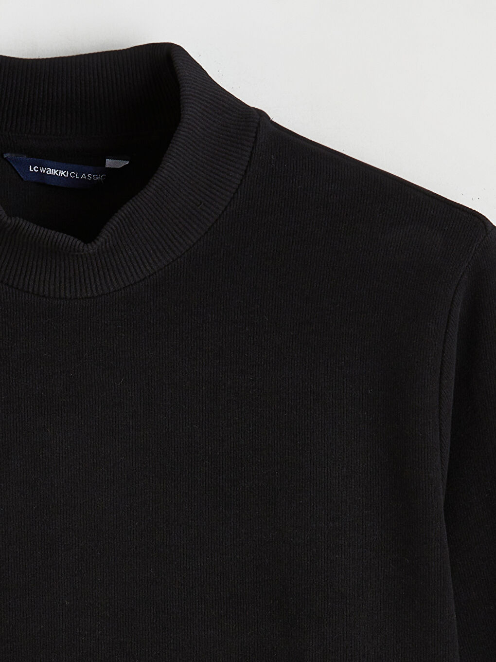 Siyah Dik Yaka Erkek Sweatshirt-5