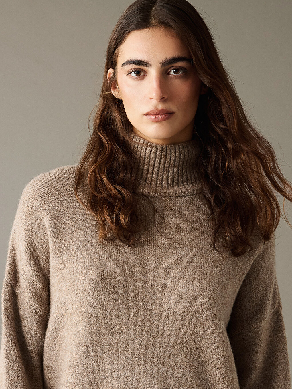 Half Turtleneck Oversize Women's Knitwear Sweater-3