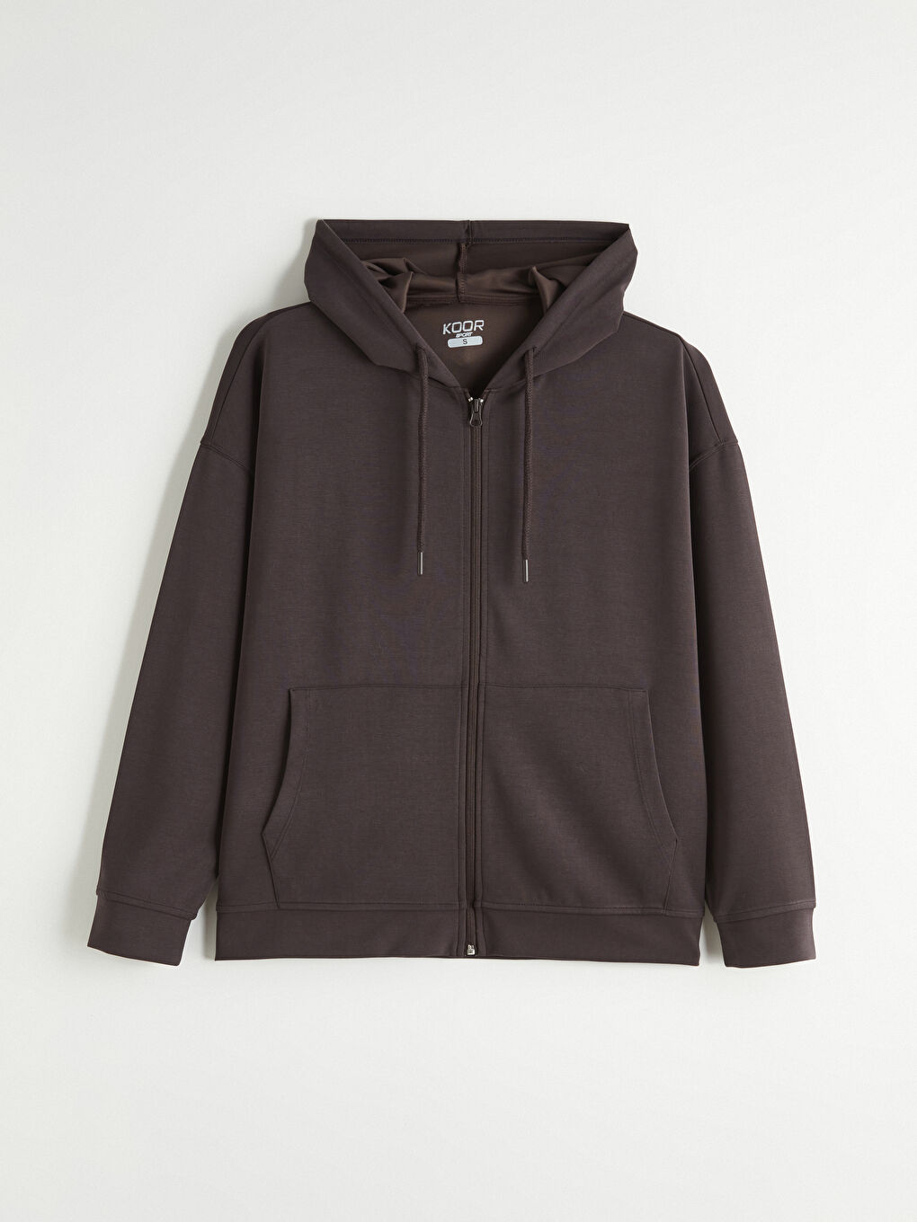 Kahverengi Kapüşonlu Soft Touch Kadın Fermuarlı Sweatshirt