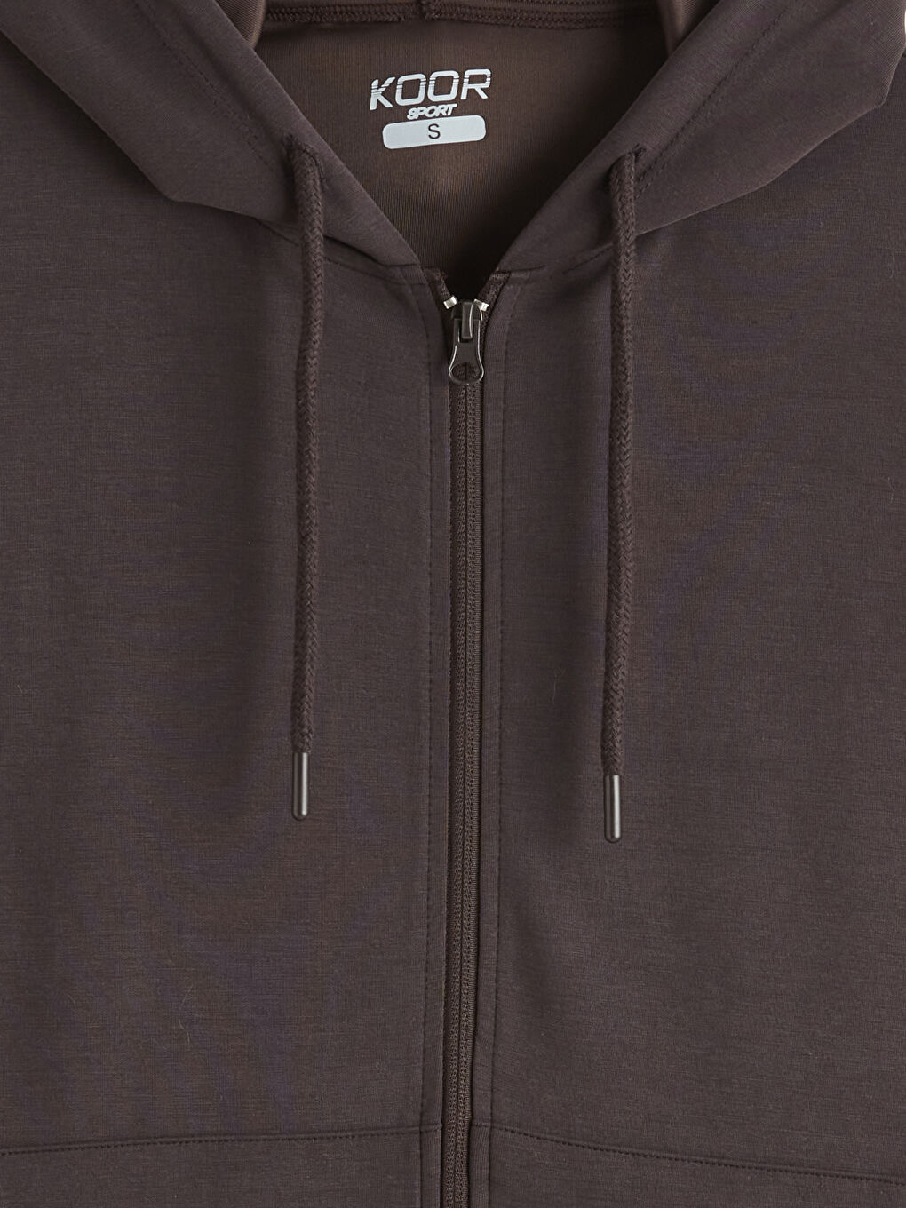 Kahverengi Kapüşonlu Soft Touch Kadın Fermuarlı Sweatshirt-1