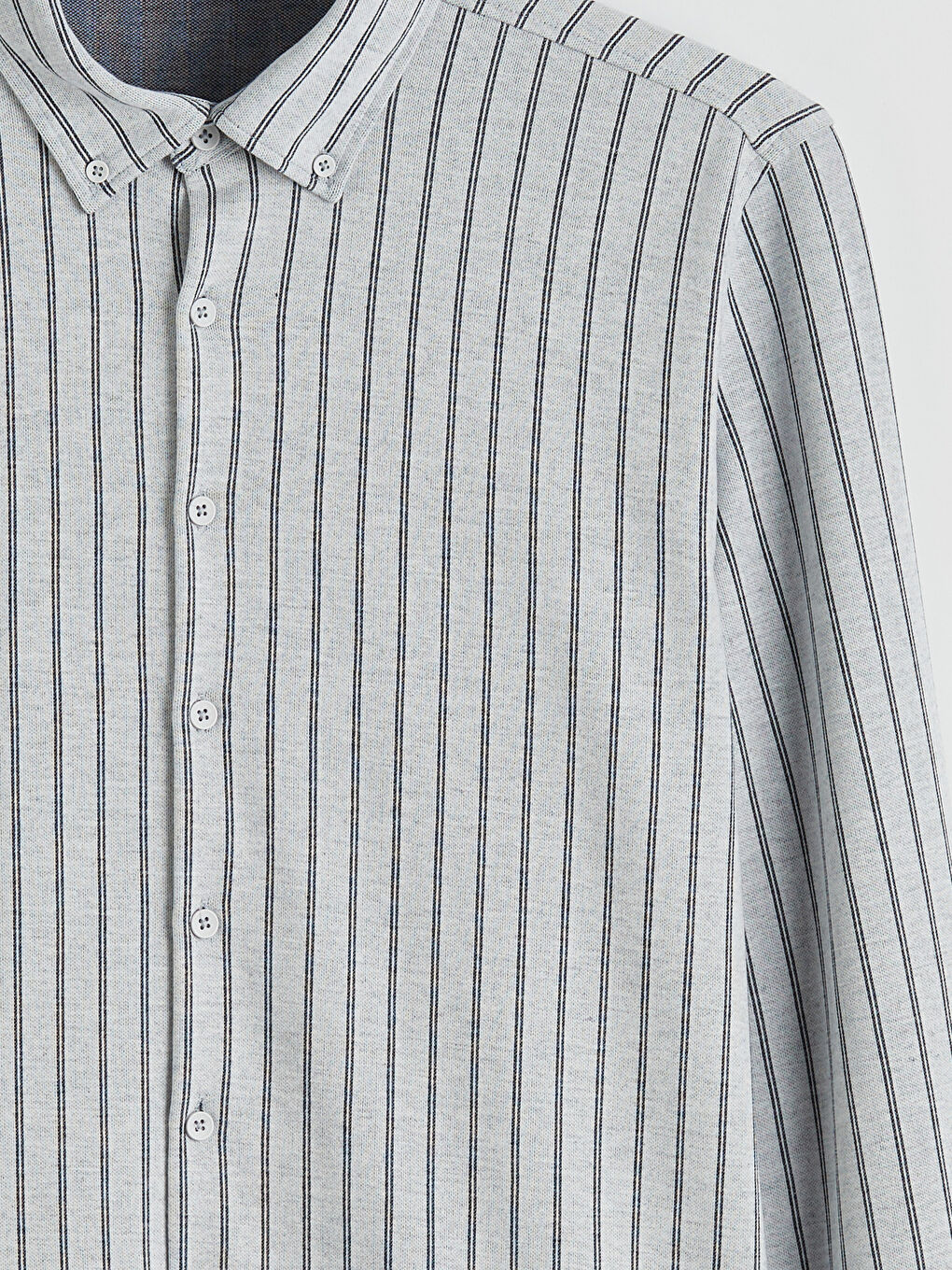 Gri Slim Fit Çizgili Erkek Gömlek-1