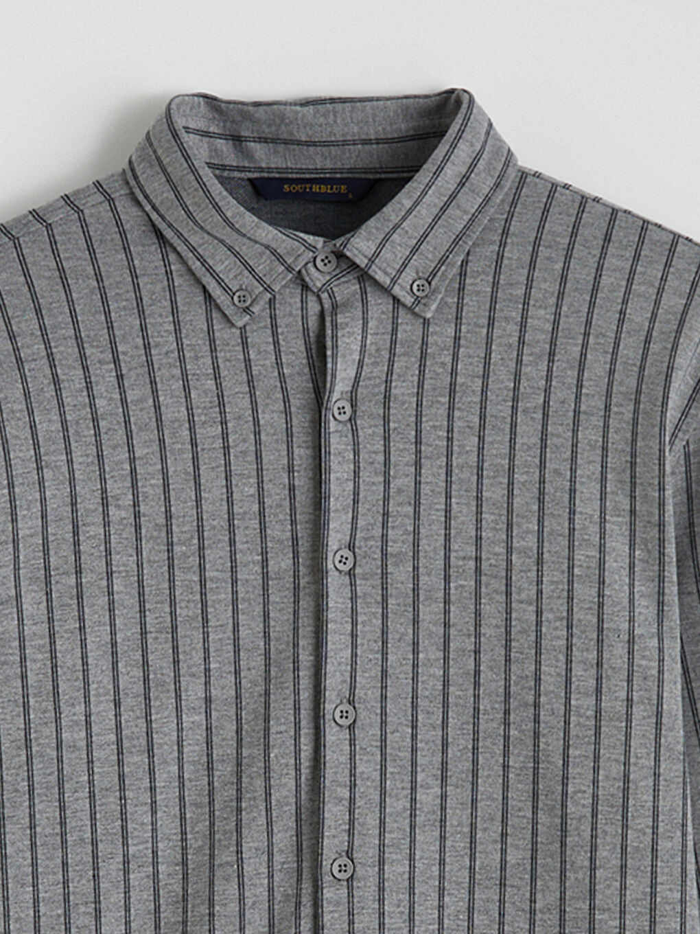 Antrasit Slim Fit Çizgili Erkek Gömlek-1