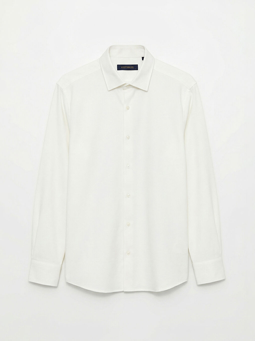 Ekru Slim Fit Uzun Kollu Erkek Dokulu Gömlek