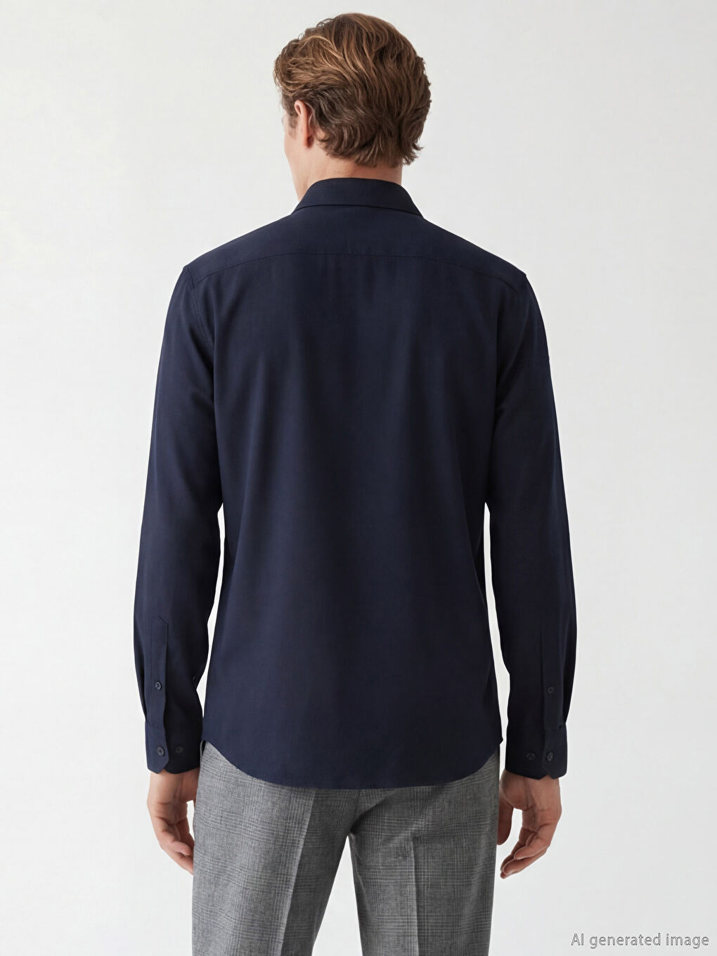 Lacivert Slim Fit Uzun Kollu Erkek Dokulu Gömlek-6