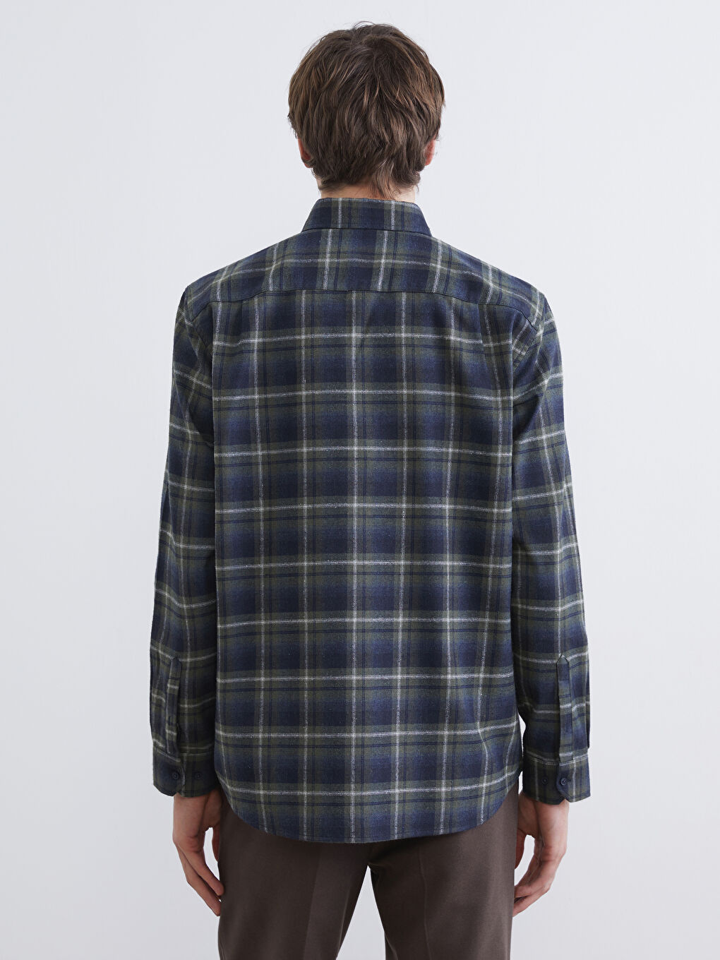 Haki Regular Fit Ekose Erkek Gömlek-3