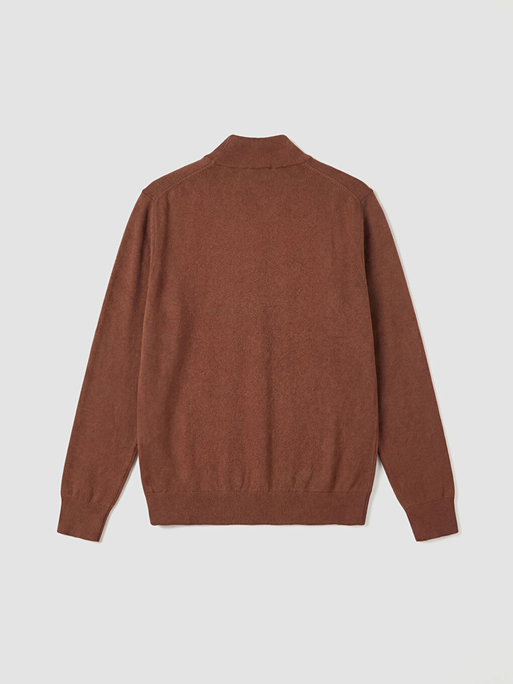 Kahverengi Dik Yaka Erkek Triko Kazak-5