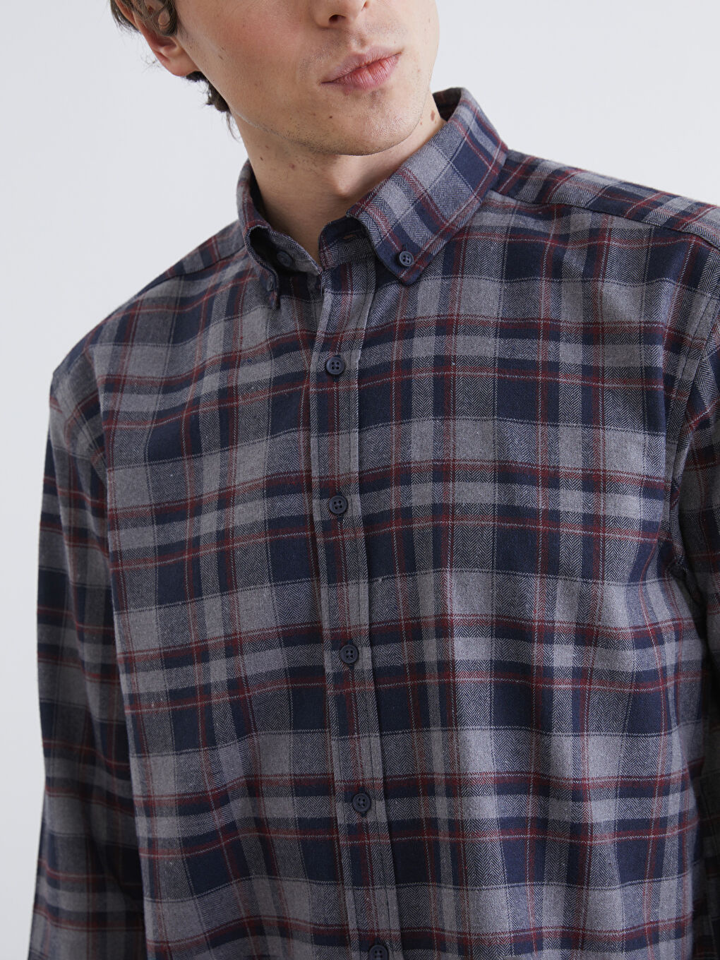 Bordo Regular Fit Ekose Erkek Gömlek-2