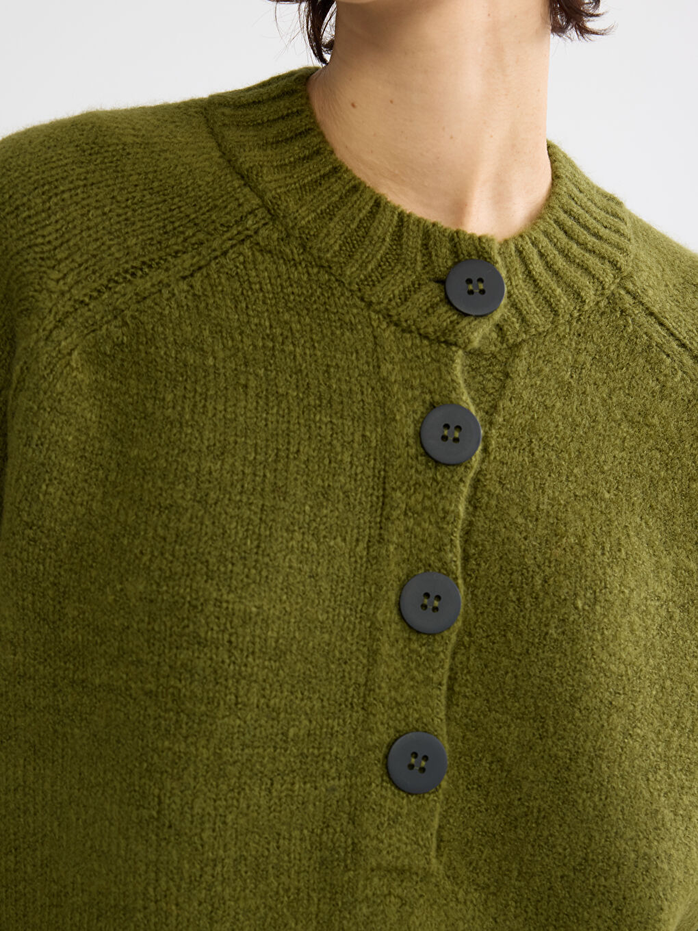 Yeşil Bisiklet Yaka Kadın Triko Kazak	-2