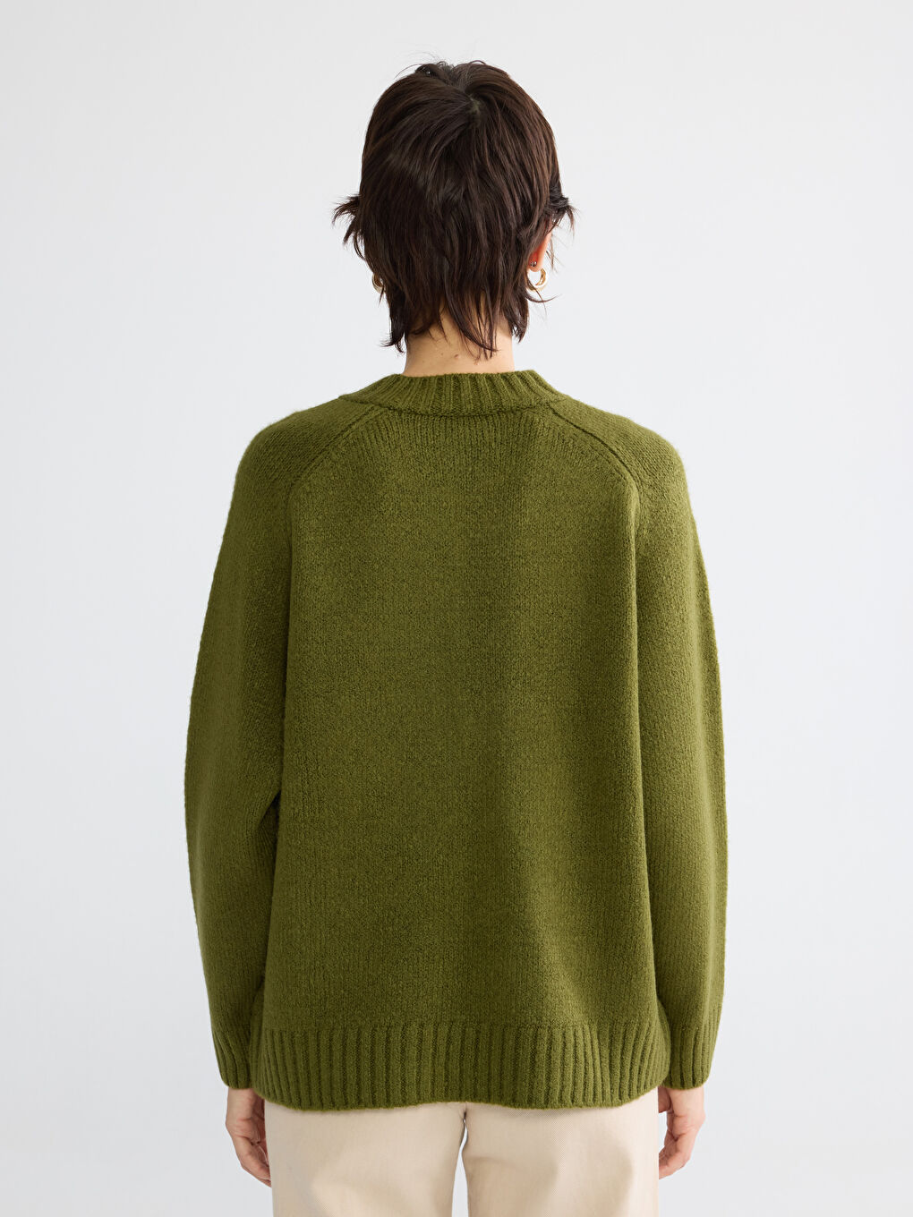 Yeşil Bisiklet Yaka Kadın Triko Kazak	-3