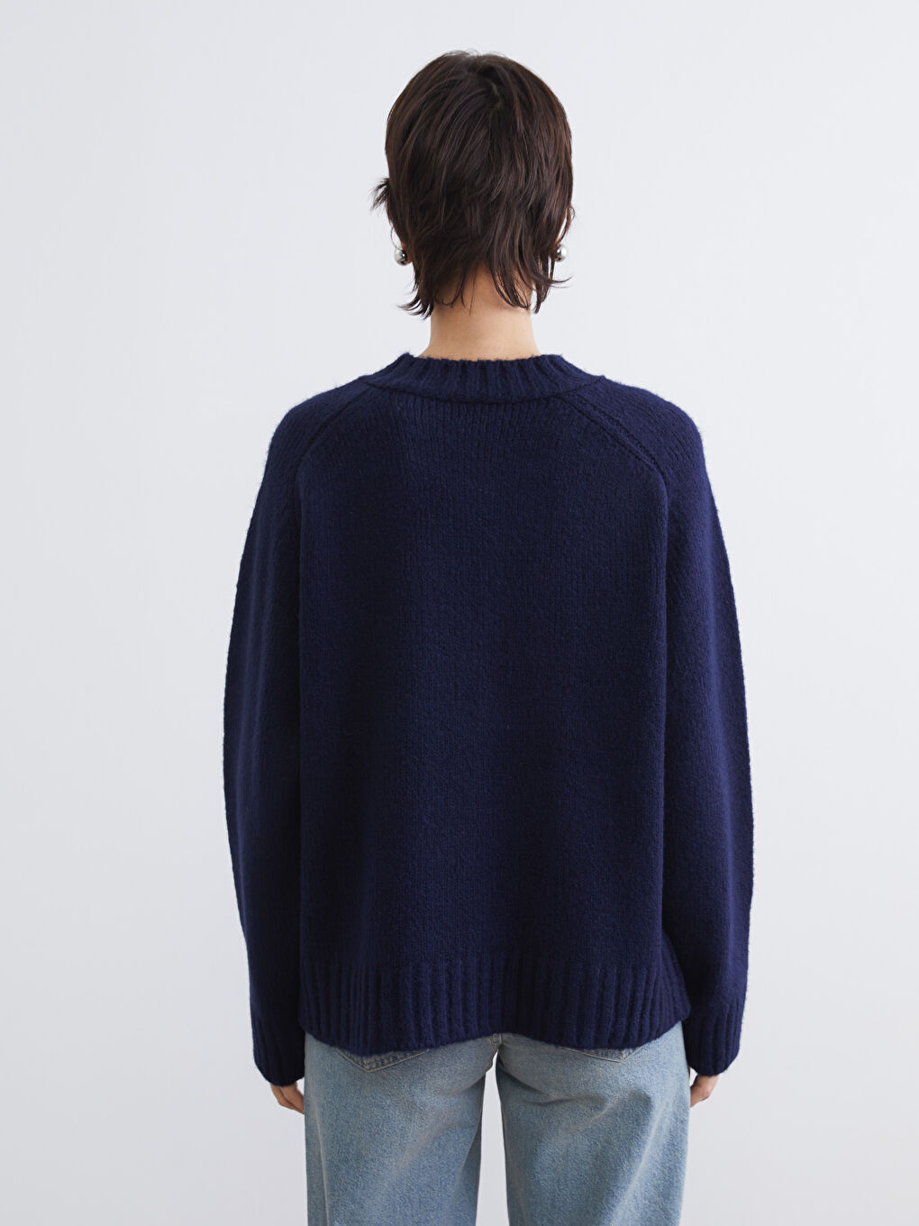 Lacivert Bisiklet Yaka Kadın Triko Kazak	-3