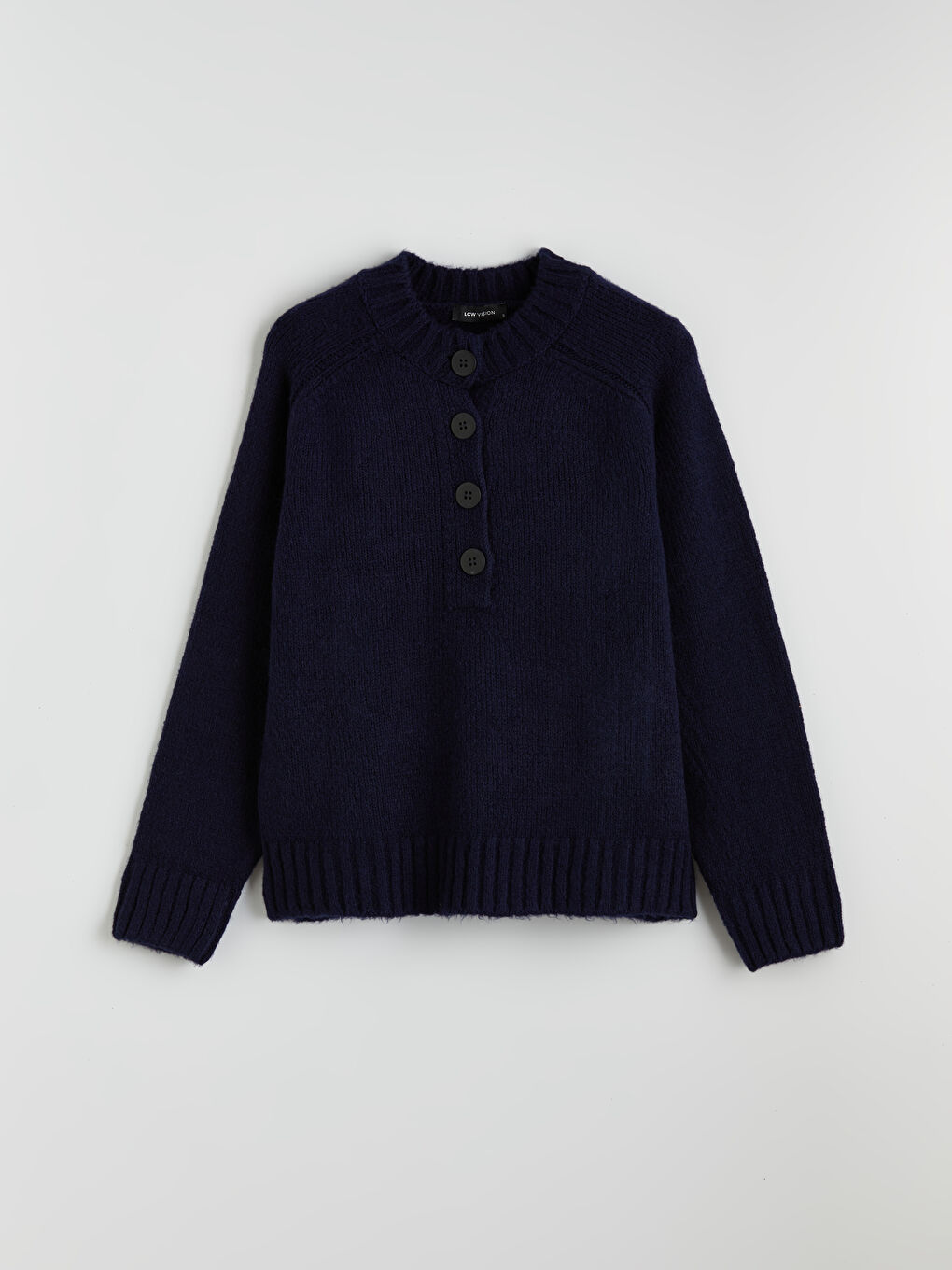 Lacivert Bisiklet Yaka Kadın Triko Kazak	-4