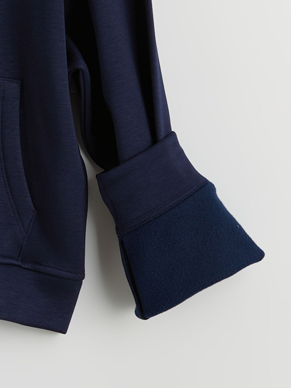 Lacivert Kapüşonlu Soft Touch Kadın Fermuarlı Sweatshirt-1