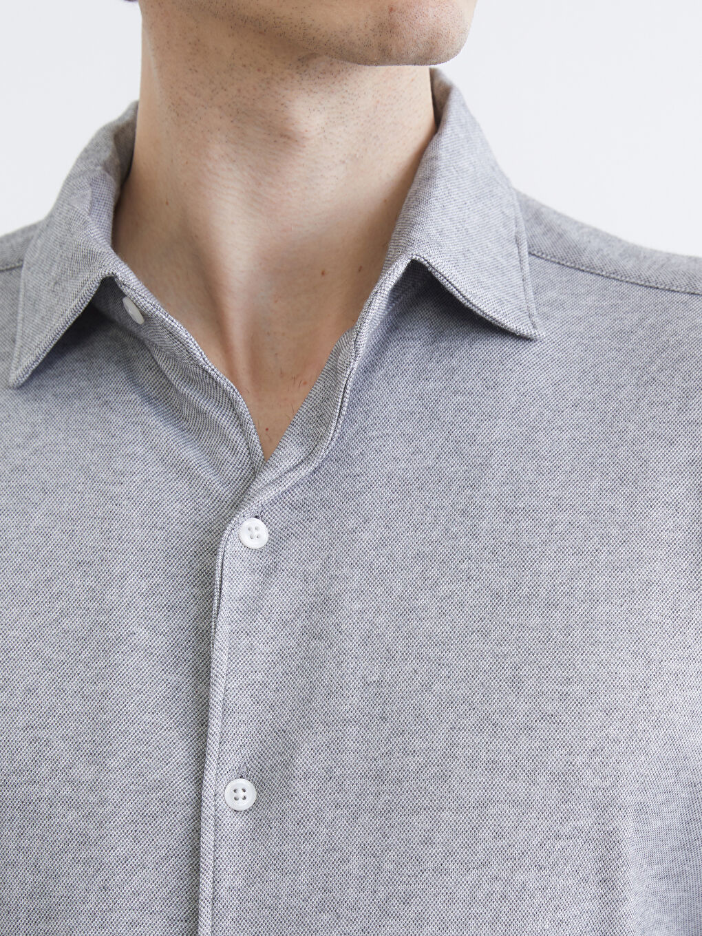 Gri Slim Fit Erkek Gömlek-2