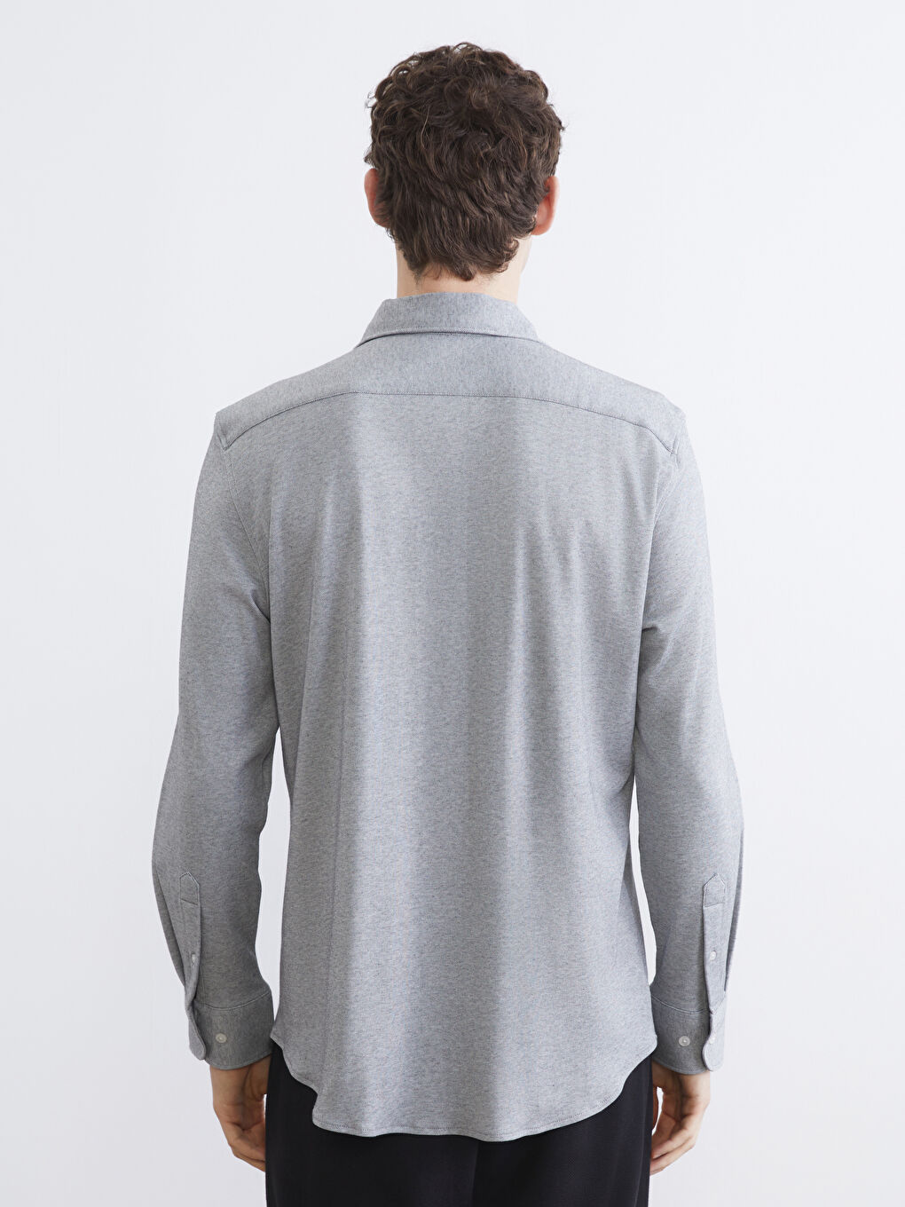 Gri Slim Fit Erkek Gömlek-3