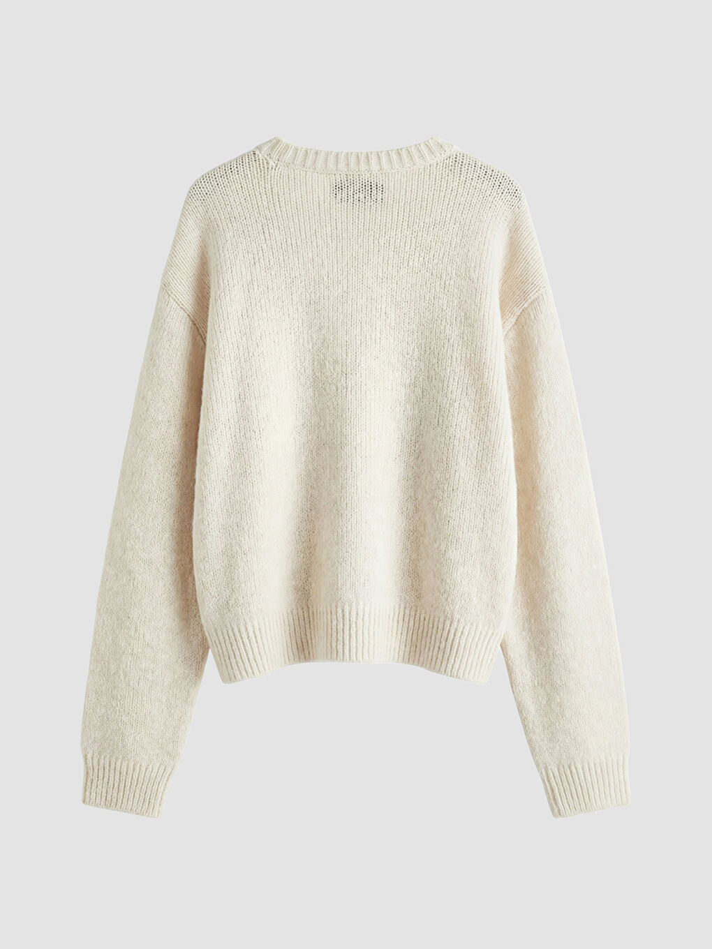 Ekru Bisiklet Yaka Çiçek İşlemeli Kız Çocuk Triko Kazak-1