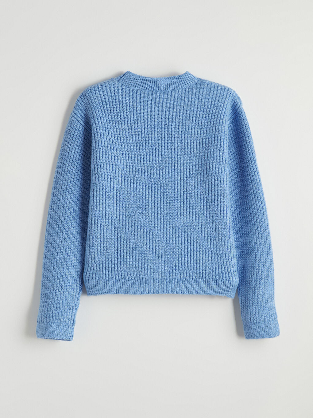 Mavi Fiyonk Detaylı Kız Çocuk Triko Kazak-2