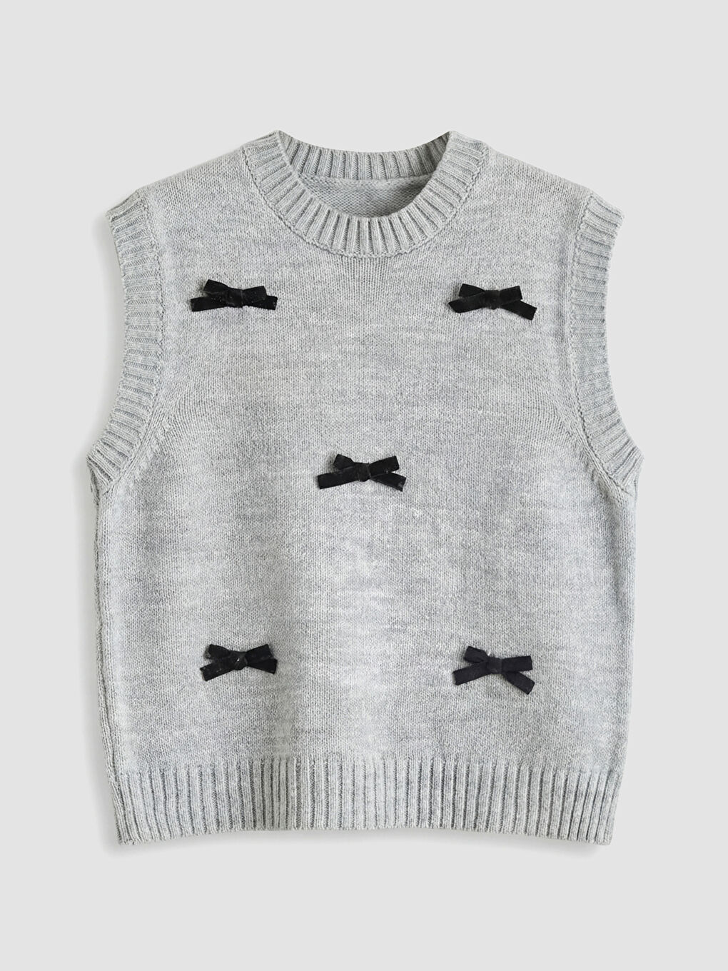 Antrasit Bisiklet Yaka Kız Çocuk Triko Süveter