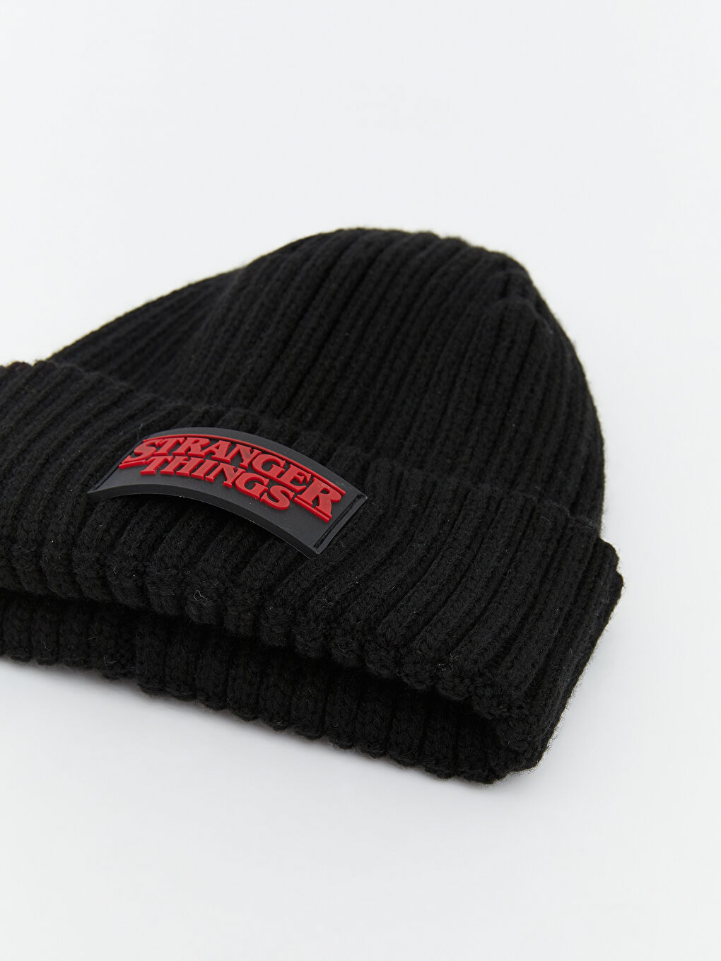 Siyah Stranger Things Baskılı Erkek Çocuk Triko Bere-2