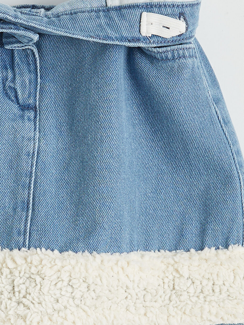 İndigo Pelüş Detaylı Kız Çocuk Jean Etek-4