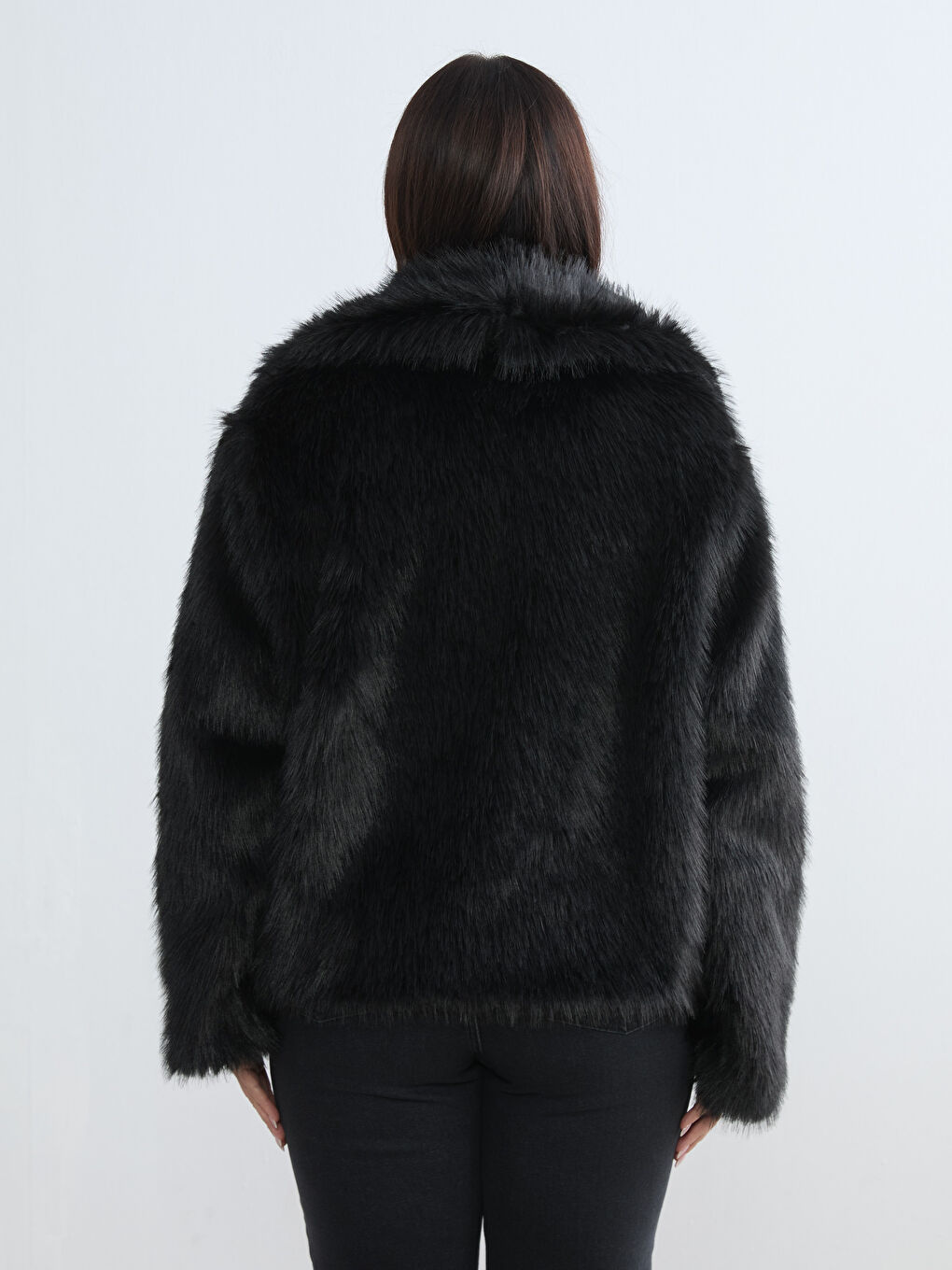 Siyah Şal Yaka Kadın Kürk Mont	-4