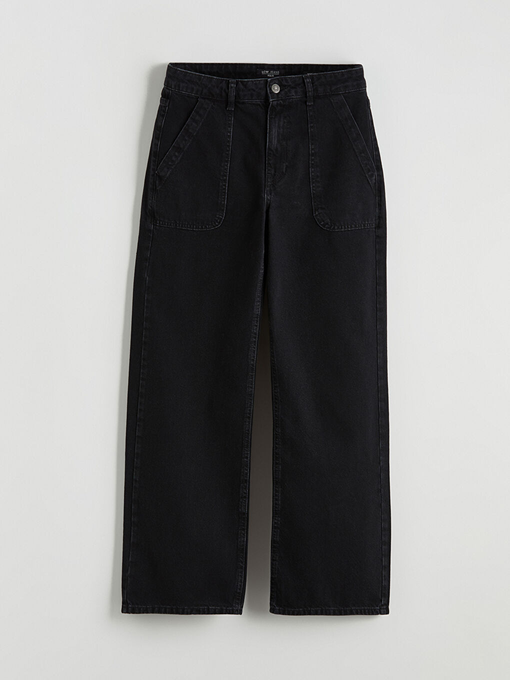 Siyah Wideleg Kadın Jean Pantolon-4