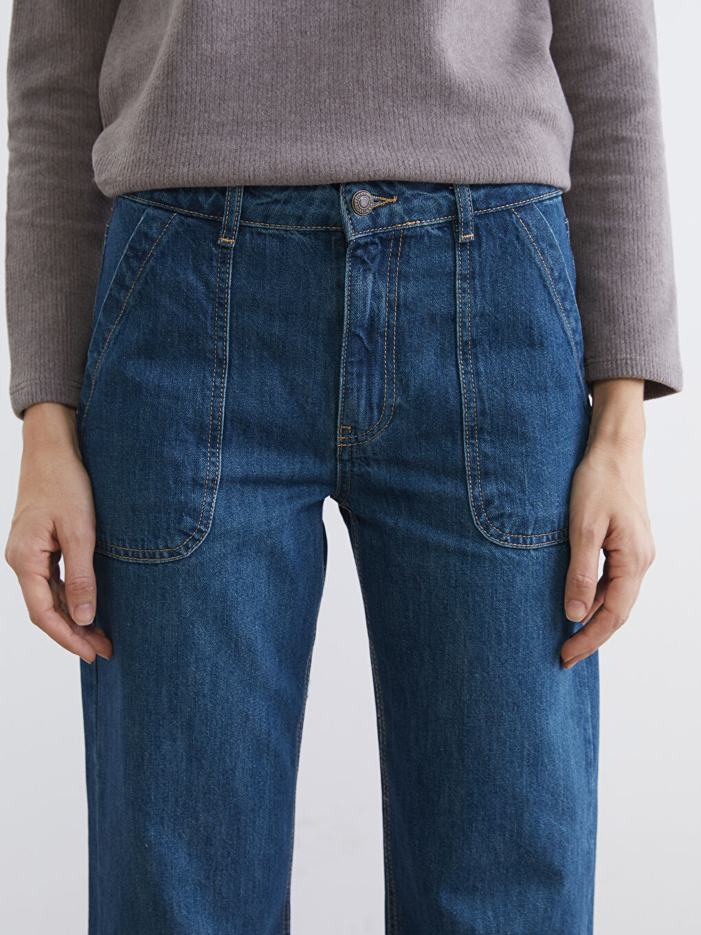 İndigo Wideleg Kadın Jean Pantolon-2