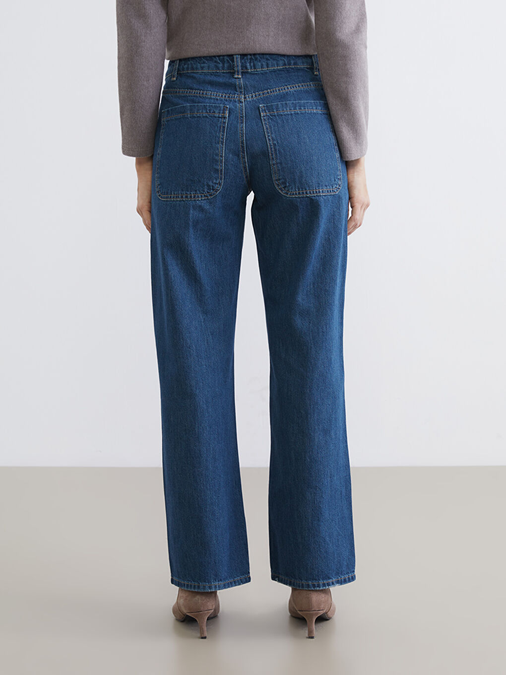 İndigo Wideleg Kadın Jean Pantolon-3