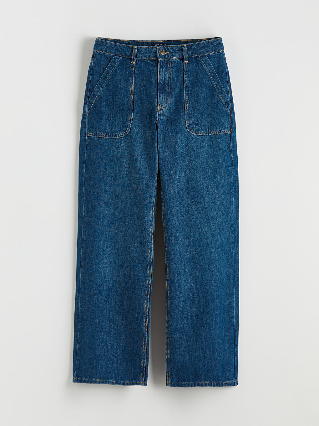 İndigo Yüksek Bel Wideleg Kadın Jean Pantolon