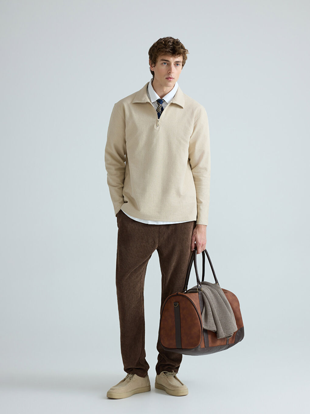 Kahverengi Standart Kalıp Erkek Pantolon