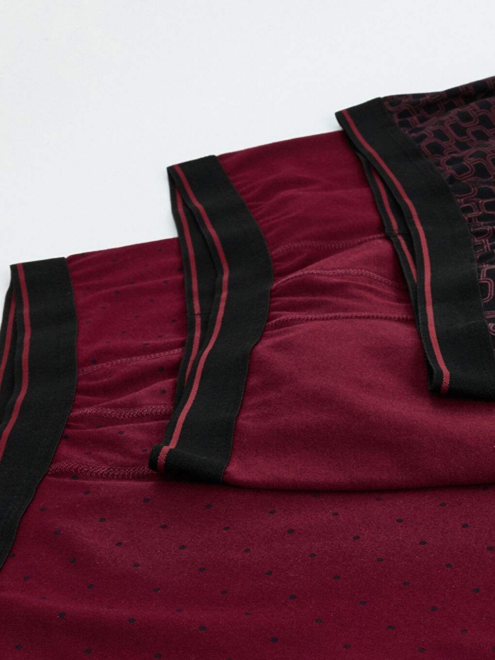 Bordo Standart Kalıp Pamuklu Esnek Erkek Boxer 3'lü -5