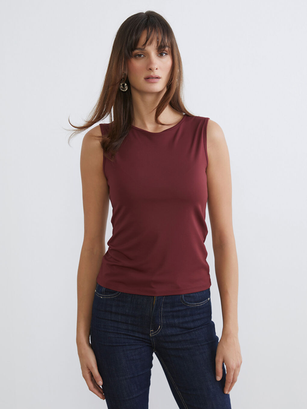 Bordo Bisiklet Yaka Kadın Atlet