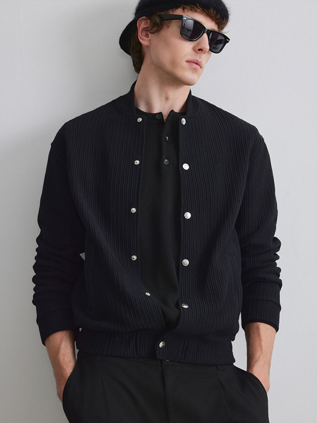 Siyah Regular Fit Dokulu Erkek Ceket