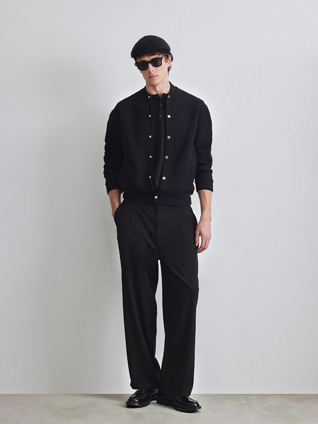 Siyah Regular Fit Dokulu Erkek Ceket-1