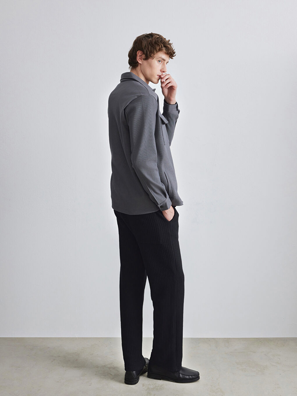 Siyah Standart Kalıp Erkek Pantolon-3