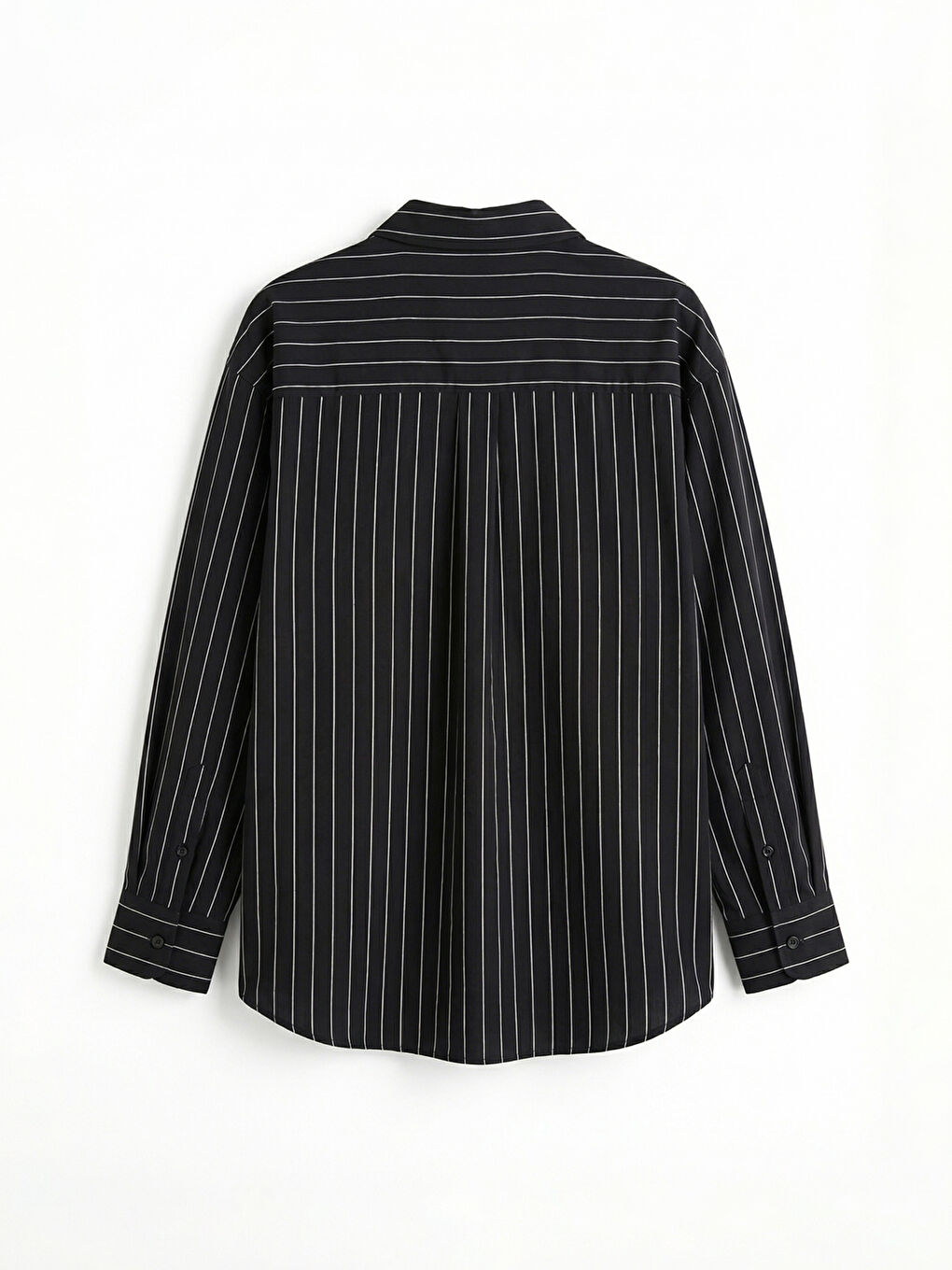 Siyah Regular Fit Çizgili Erkek Gömlek-5