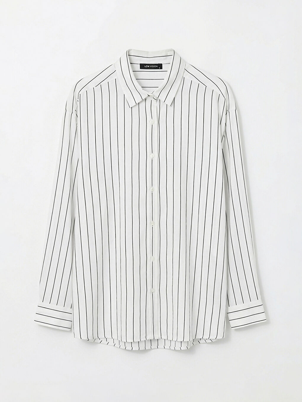 Beyaz Regular Fit Çizgili Erkek Gömlek-4