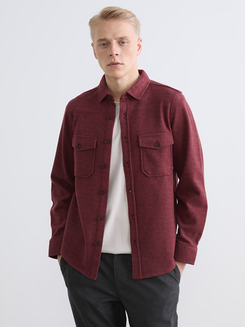 Bordo Regular Fit Erkek Gömlek