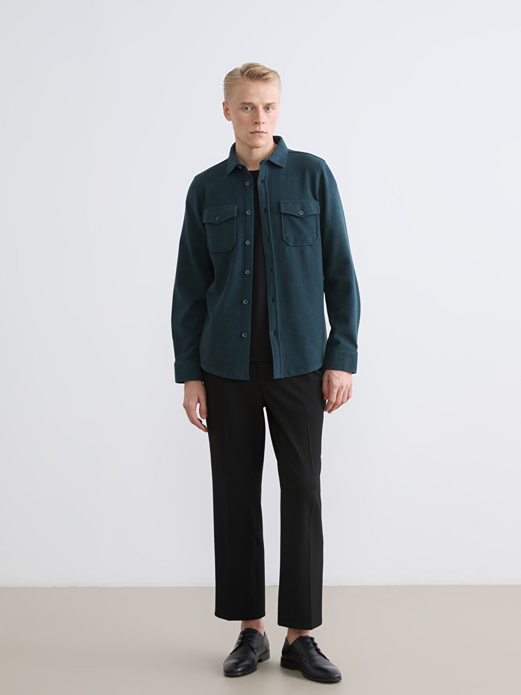 Petrol Regular Fit Erkek Gömlek-1