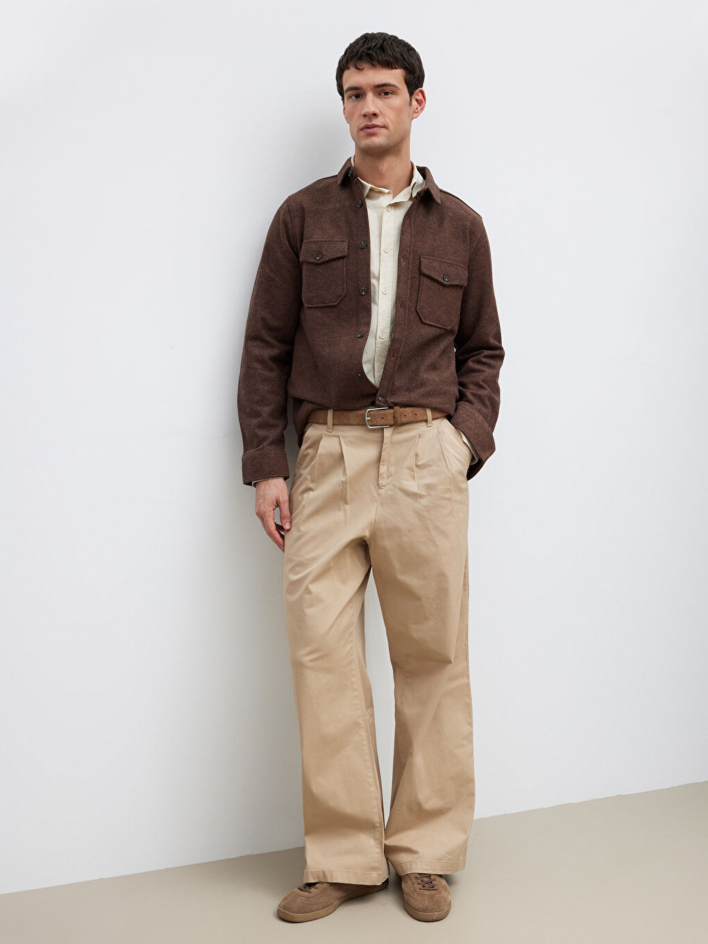 Kahverengi Regular Fit Erkek Gömlek-1