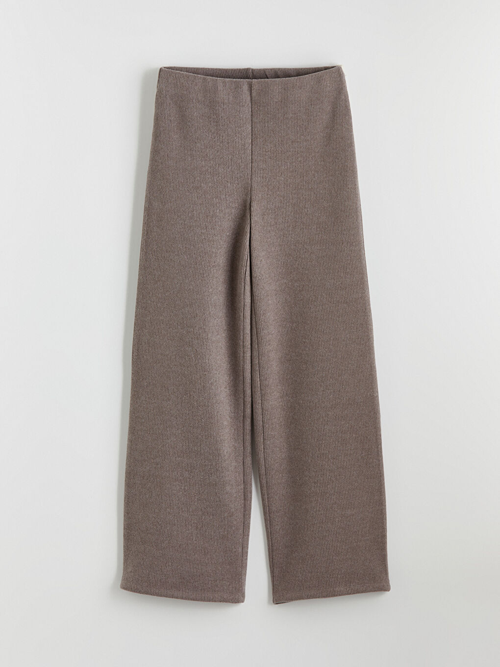 Kahverengi Beli Lastikli Geniş Paça Kadın Triko Pantolon