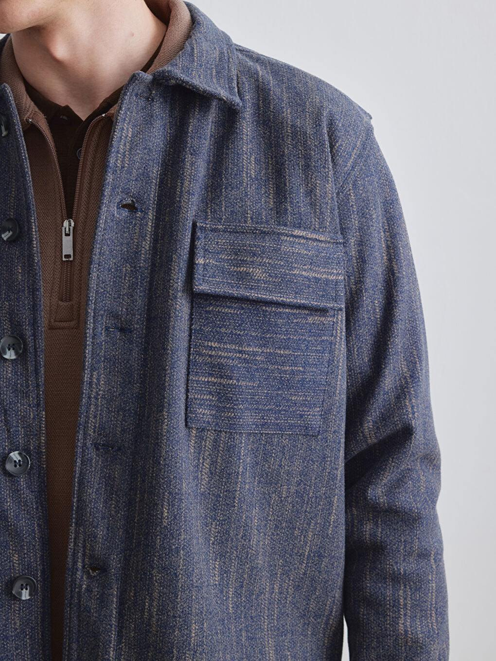 Mavi Rahat Kalıp Erkek Dokulu Gömlek-2