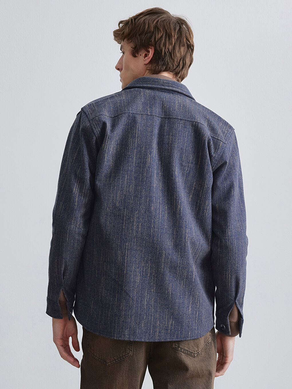 Mavi Rahat Kalıp Erkek Dokulu Gömlek-3