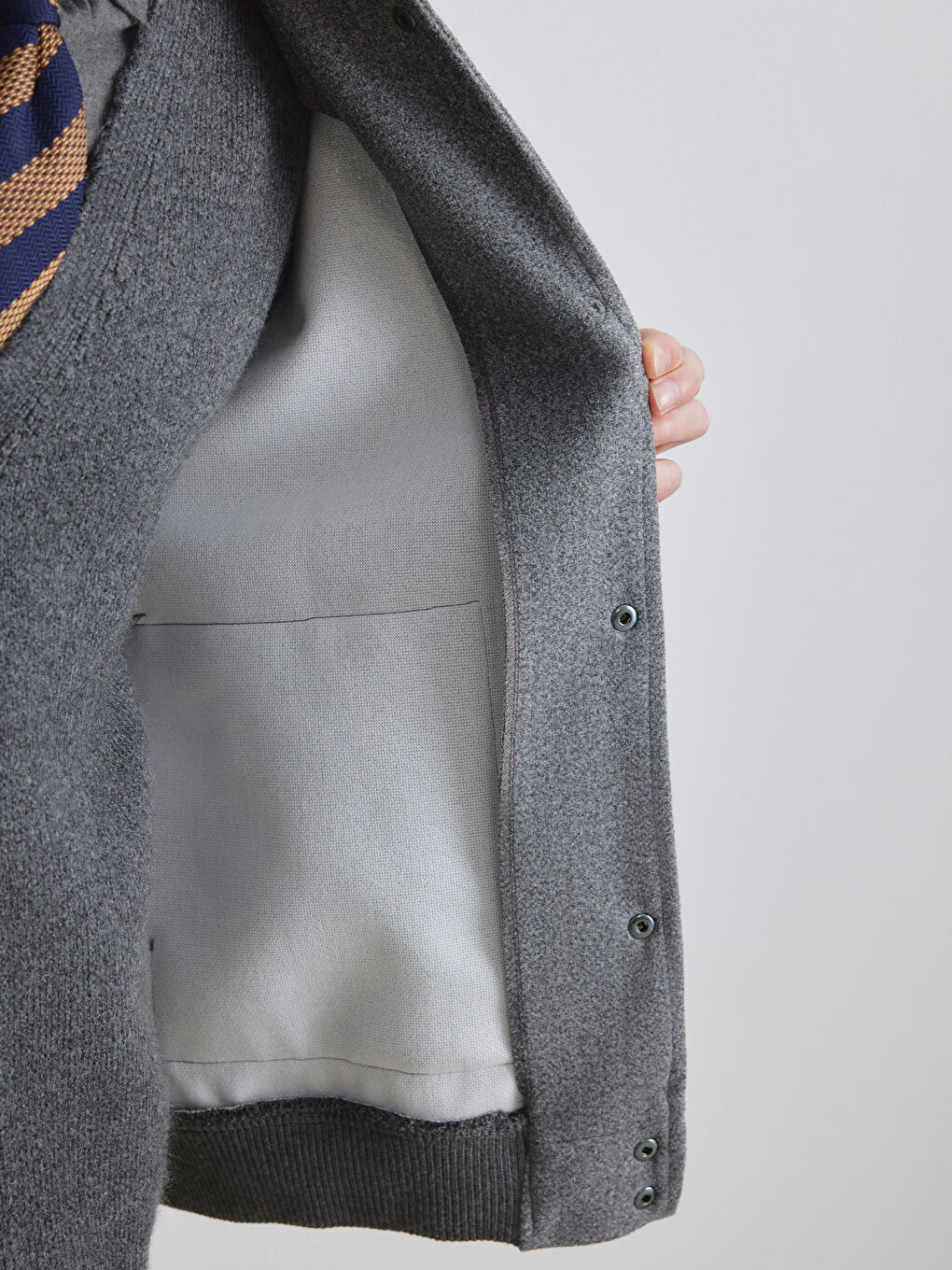 Gri Rahat Kalıp Kolej Yaka Erkek Ceket-3