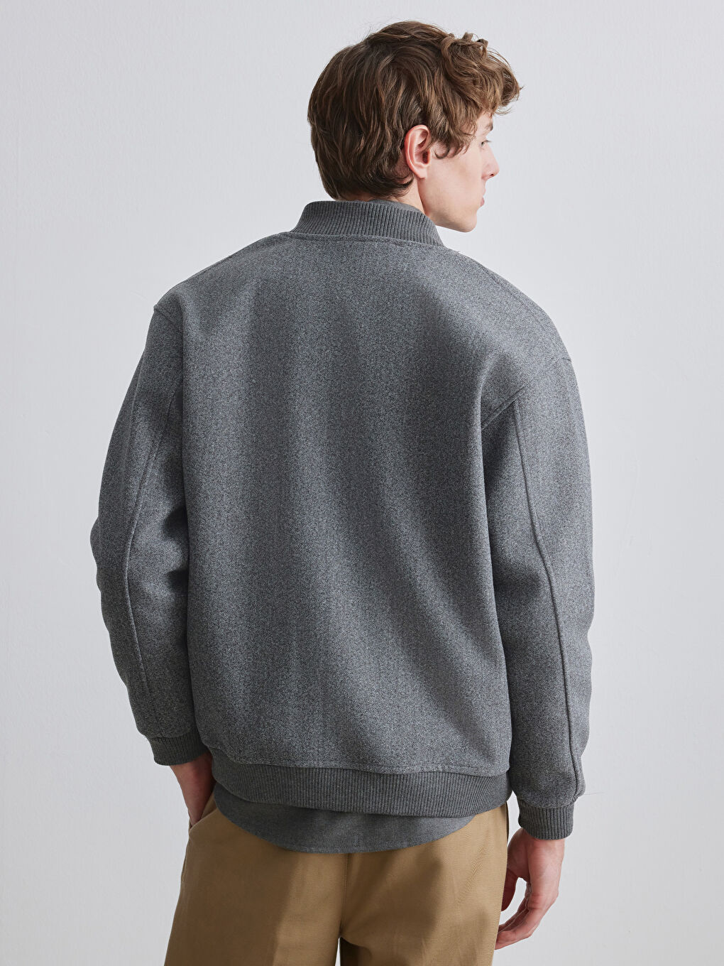 Gri Rahat Kalıp Kolej Yaka Erkek Ceket-4