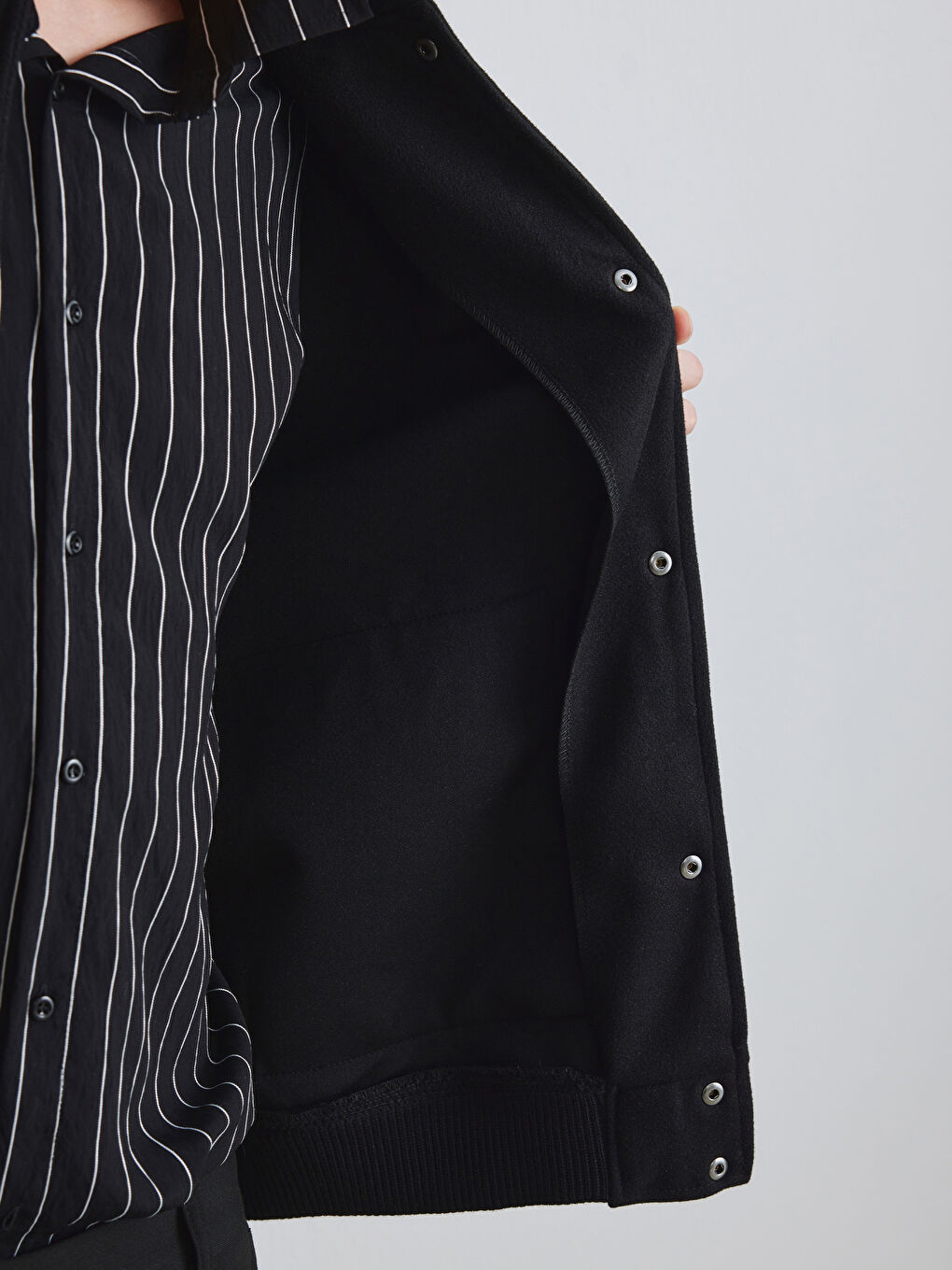 Siyah Rahat Kalıp Kolej Yaka Erkek Ceket-3