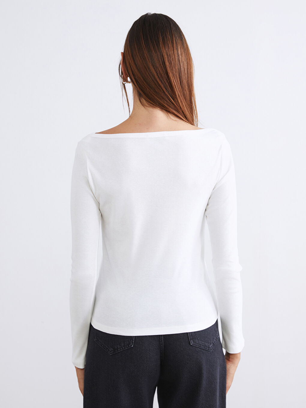 Siyah Kayık Yaka Kadın Body 2'li-6